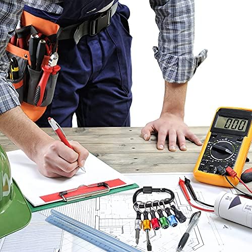 6 Pieces 1/4 Inch Hex Shank Keychain Extension Bar Aluminum Alloy Screwdriver Bits Holder Set Portable Drill Screw Adapter Quick Release Extension Bar for Drill Bits, Screwdrivers