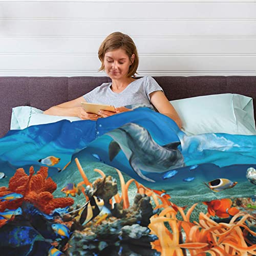Couverture canapé dauphin bleu double couche lit sofa - 7