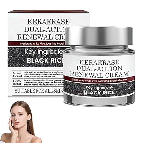 Keratin Erase Dual-Action Renewal Cream Black & White Rice Soothing Repair Cream Professional Skin Treatment Cream Face Moisturizer Improves Moisture Skin Barrier for All Skin Type (1 1 Bottle)