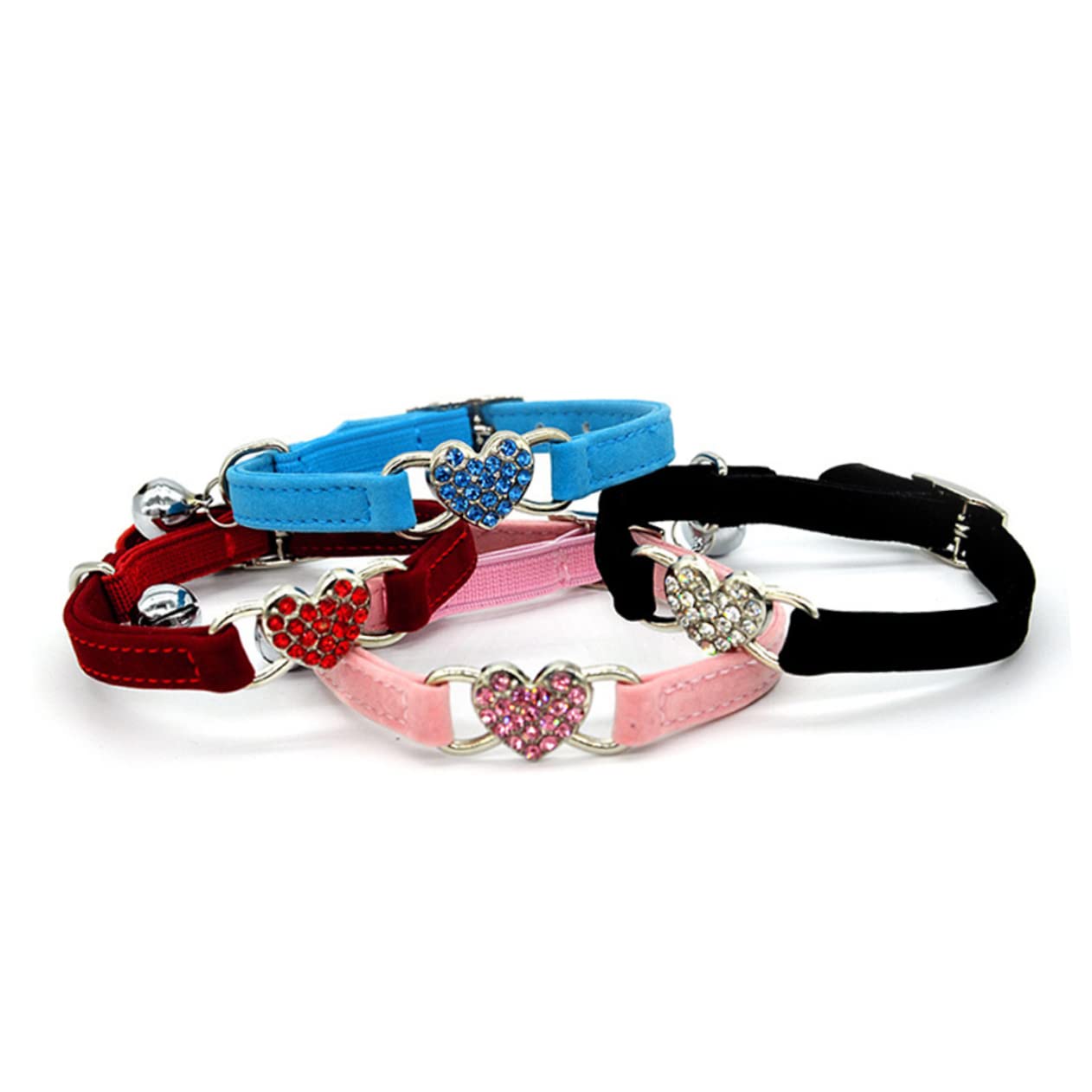 Toddmomy 2pièces Collier Réglable pour Chat Forme De Cœur avec Décor Rhinestones Et Clochette Accessoire Élégant pour Chats Et Chatons Rose