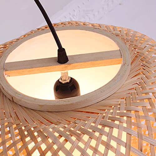 Lámpara colgante de bambú pequeña E26 redonda para techo de cocina 7