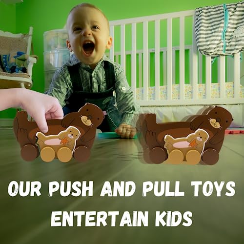 Image of Jack Rabbit Creations Inc Big & Little Wooden Push Toy Otter