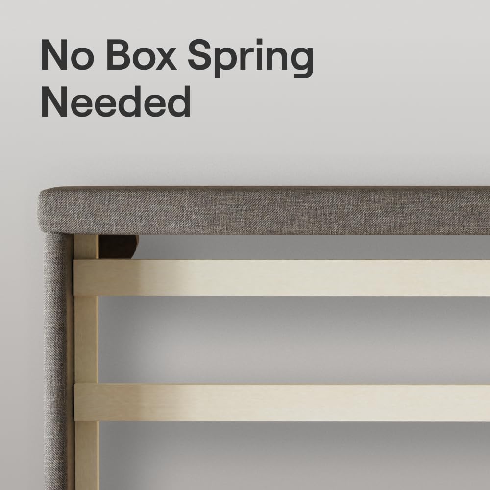 Nectar Bed Frame & Headboard - Grey - Twin - 8 Inch Legs and Sturdy Wooden Slats for Support - Contemporary and Durable Upholstery - Holds Up to 700 Pounds - Easy Assembly