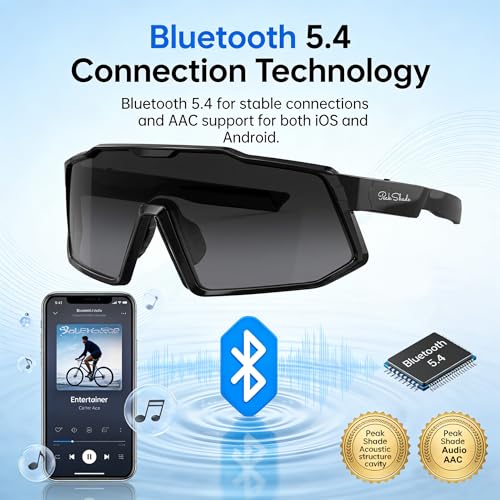 AI Smart Glasses for Men Women, Bluetooth Polarized Sports Sunglasses, UV400 Protection, Real-Time Translation 133 Languages, Open-Ear Audio, IP65 Waterproof for Running Cycling, Black/Grey by Peak Shade - Image 5