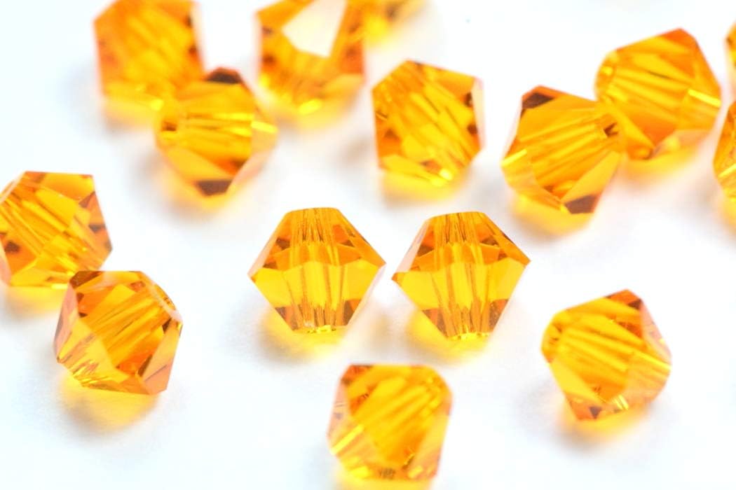 100pcs Authentic Preciosa 6mm Faceted Bicone Crystal Loose Beads Topaz Yellow Compatible with Swarovski 5301/5328 for Jewelry Craft Making Pre-B608 image 2
