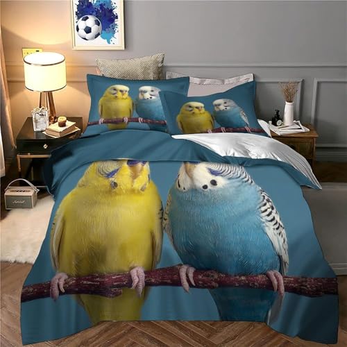 Housse de couette 3D perruches lit 140x200 hypoallergénique - 6