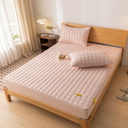 Vadderat madrasskydd anpassat sängöverdrag 180 x 200 dammtätt tjockt och varmt lakan med präglad dyna, tvättbart överkast för hemtextil