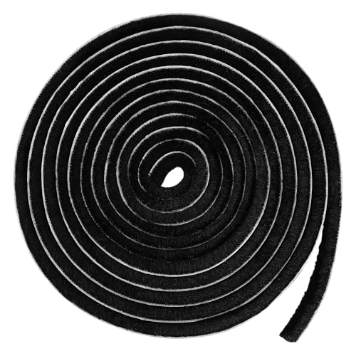 MARICATO Joint Brosse Porte Coulissante, 6 M(L) x 9mm(B) x 9mm(D) Joint Fenetrepour Lsolation Phonique Porte, Joint Brosse Autocollant, Bande de Joint Brosse Porte Fenetre Isolation Anti Froid - Noir