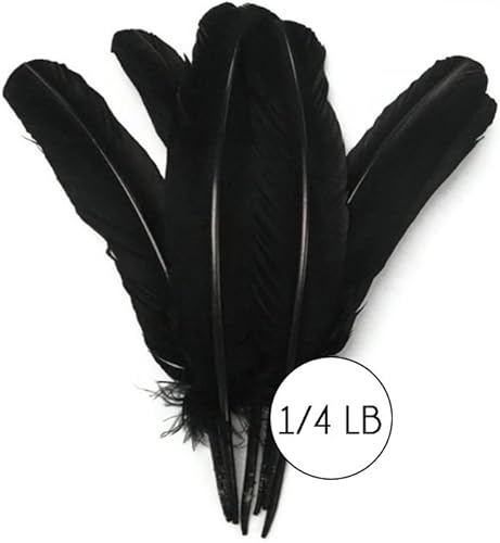 Miniatura 3 de Moonlight Feather | 50 piezas - plumas de pavo - pavo negro ala redonda pluma grande al por mayor plumas a granel Halloween, artesanía india, boda,