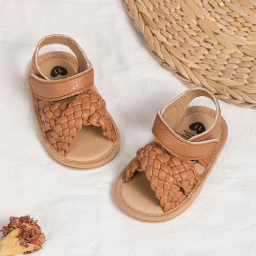 Image of Babelvit Infant Baby Girl Boy Sandals Comfort Premium Summer Outdoor Casual Beach Shoes with Flower Bowknot Anti Slip Rubber Sole Newborn Toddler Prewalker First Walking Shoes