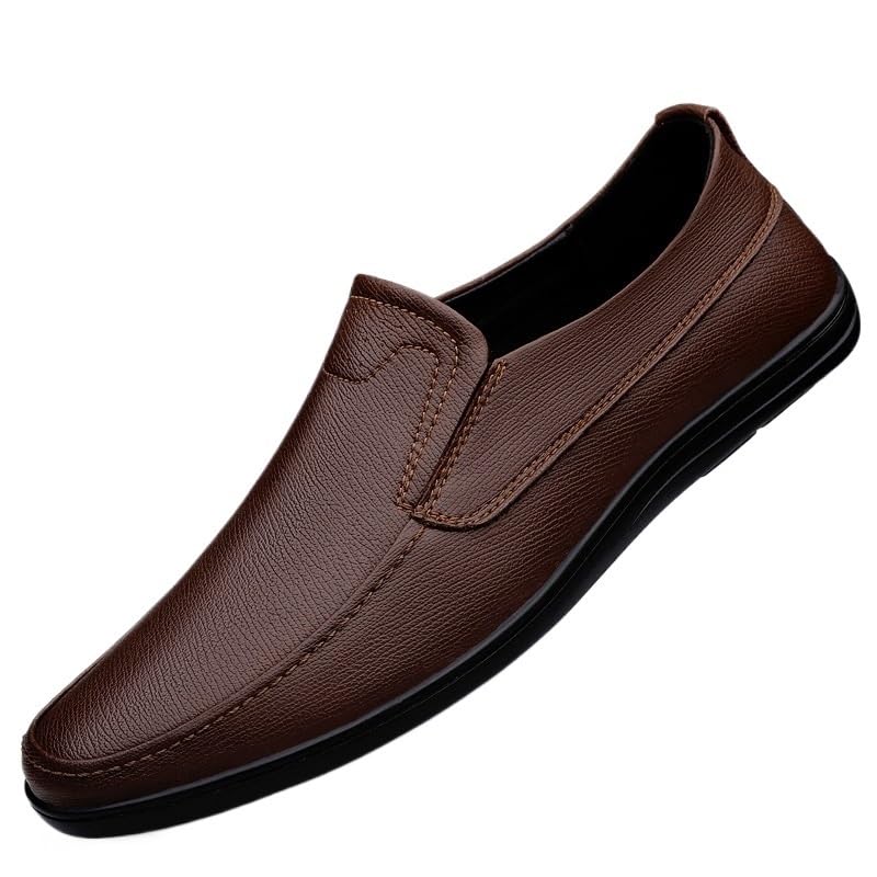 Men's Comfortable Soft Dress Shoes Lightweight Formal Leather Shoes Fashion Sneakers Business Casual Derby Shoe for Men(Brown,8)