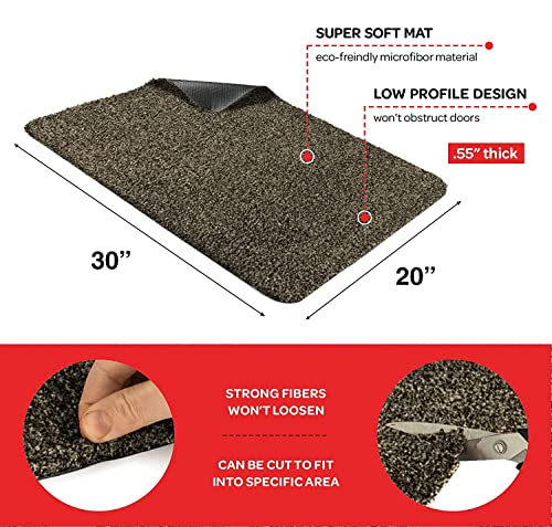 Kaluns Door Mat, Front Doormat, Super Absorbent Mud Mats, Doormats for Entrance Way, Entry Rug, Non Slip PVC Waterproof Backing, Shoe Mat for Entryway, Machine Washable (18x28 Dark Brown)