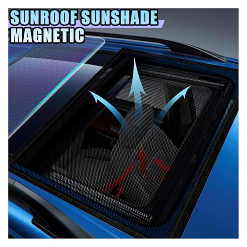 DUSCOKE Car Sunroof Sun Shade Breathable Mesh, Magnetic Auto Moonroof UV Protection Cover for Side Window, Universal Roof Shade Net Accessories for Overnight Camping, Parking on Trips - Thumbnail 6