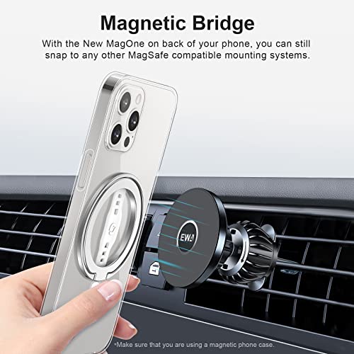 Ewa The New Magone (Upgrade) Compatible With Magsafe Phone Grip Stand With Silicone Finger Strap, Removable Magnetic Ring Holder Kickstand Loop, Only For Iphone 14, 13, 12 Pro/Max/Plus #TOP4