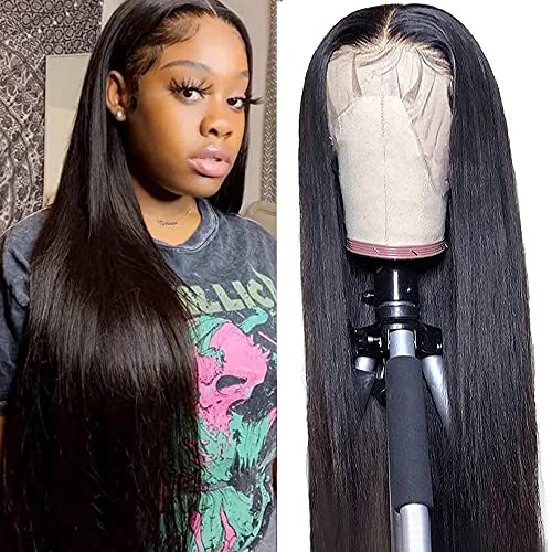 Straight Lace Front Wigs Human Hair 30 Inch Straight Human Hair Wigs Pre Plucked 180% Density 13x4 Straight Frontal Wigs Human Hair for Black Women (30 inch)