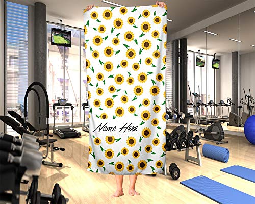 Personalized Sunflower Towel For Kids - Custom Flower Travel Beach Pool And Bath Towels For Adults Toddler Baby Boys Girls #TOP5