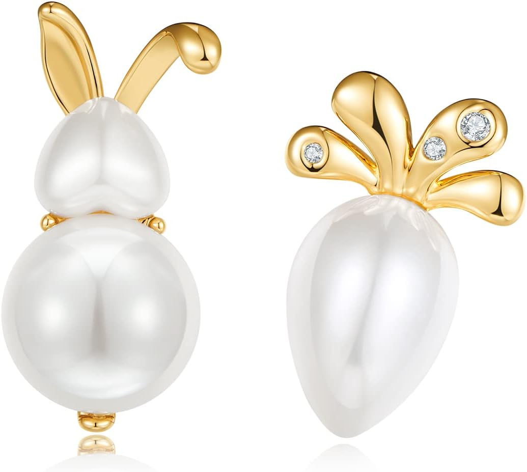 MUYAN Cute Small Easter Bunny Earrings for Women Carrot Rabbit Easter Studs Holiday Jewelry