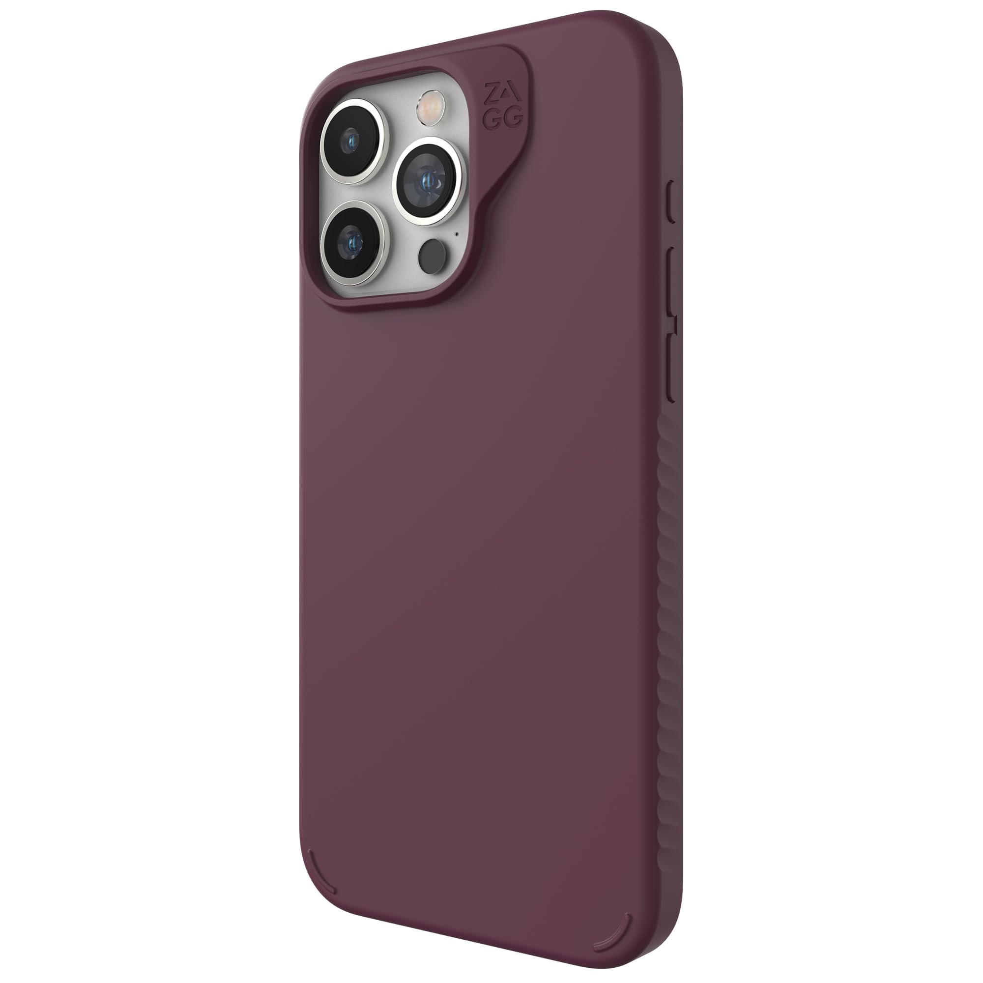 ZAGGManhattan Snap iPhone 15 Pro Max Case - Premium Silicone iPhone Case, Durable Graphene Material, Smooth Surface with a Comfortable Ripple Grip, MagSafe Phone Case, Plum