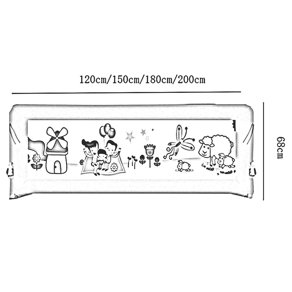 Barandilla de Cama para bebé, Protector de Cama, barandilla anticaídas para niños pequeños, Malla Transpirable abatible para bebés y niños, Azul, 180 cm x 68 cm.