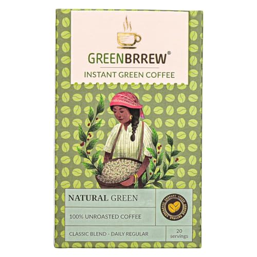 Image of Greenbrrew Natural Instant Green Coffee - 20 Easy Mix Sachets, Pack of 1 (60g)
