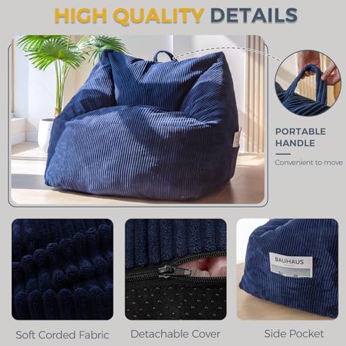 MAXYOYO Sitzsack für Erwachsene, Cosy Bean Bag aus Cord mit Handgriff, Schaumstofffüllung, Bequemer Sessel Spielen, Lesen, Entspannen