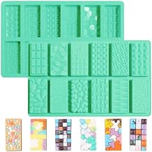 Mini Silicone Break Apart Chocolate Molds,Non-stick 1Inch Deep Chocolate Bar Molds for Dubai Knafeh Pistachio,Chocolate Bar Mold Deep 12Shapes in 1