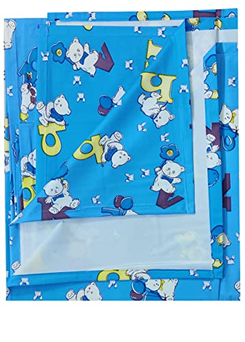 Image of Pookie Plastic Sheet,PVC Sheet for Kids,Rubber Sheet for Babies,Bed Wetting Protector(90 x 135 cm) (Blue Alphabet)