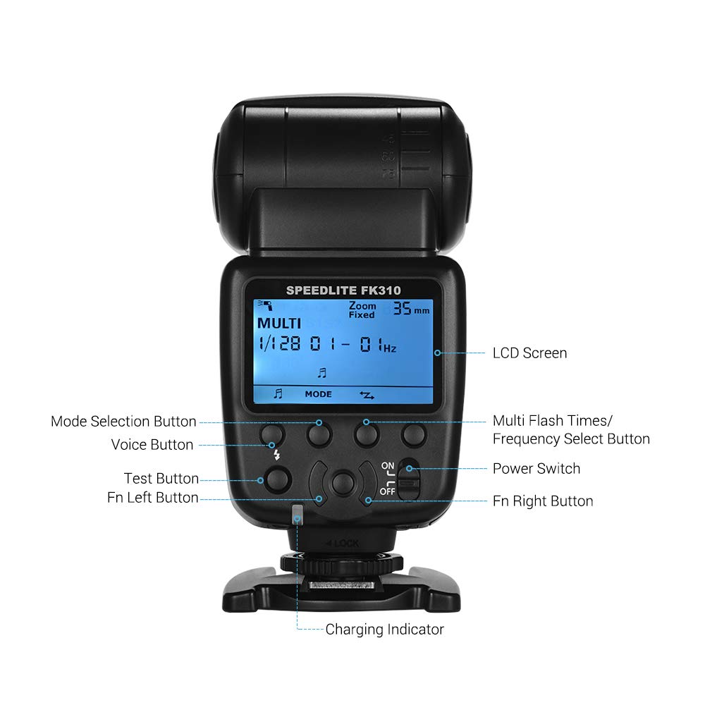 Domary Flash Universale per Fotocamera Wireless GN33 Display LCD IGBT Manuale S2 con Testina Rimbalzante e Porta di Sincronizzazione da 3,5 Mm per Fotografia di Eventi con Ritratt