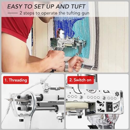Image of Justuft Rug Tufting Gun with Carpet Trimmer Kit 2 in 1 Rug Gun Machine Starter Kit with Rug Shaver Carpet Making Rug Punch Supplies with Cloth (Transparent)