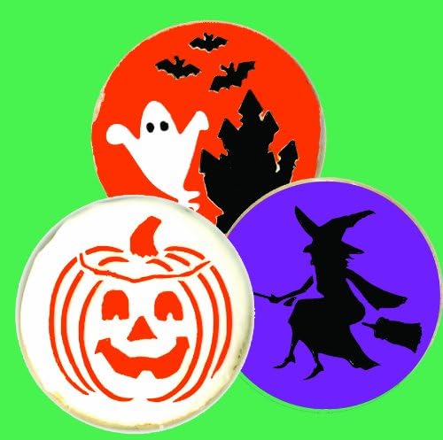 Miniatura 3 de Designer Stencils Plantillas de galletas de Halloween (Bruja - Jack-o-Lantern - Fantasmas), Beigesemitransparente