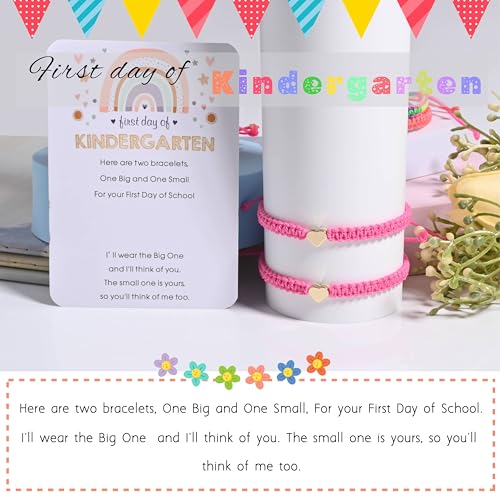 Image of Mommy And Me First Day Of Kindergarten Bracelet 1St Gifts Back To School Mother Son Mom Bracelets Set Rose Pink