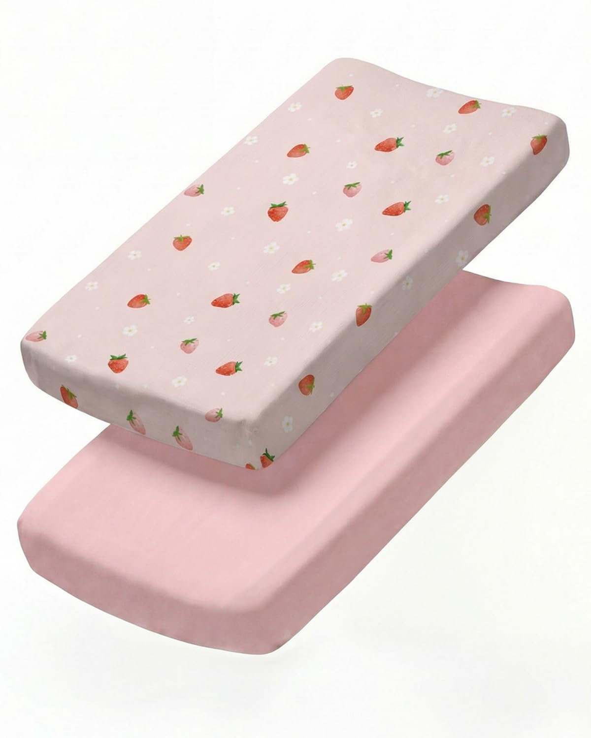 Changing Pad Cover - Pack of 2 Diaper Change Sheets - 32x16in, Strawberries