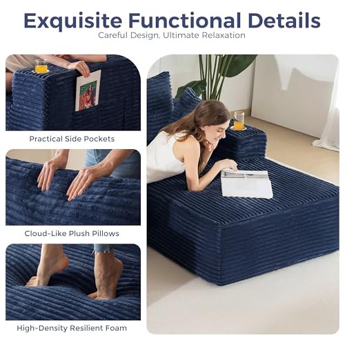 Image of MAXYOYO Modular Sectional Couch with L-Shape Chaise and Loveseat, Modern Boneless Couch for Living Room, Oversized Sofa with Deep Seat, No Assembly Required, Navy