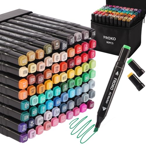 FROKO Alcohol Markers, 80 Colors Dual Tip Art Marker,Coloring Marker, markers for adult coloring...
