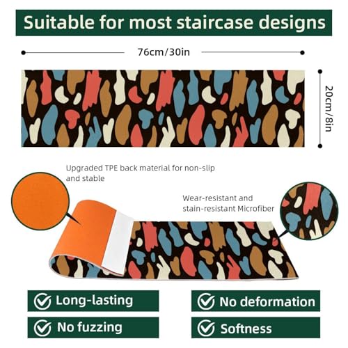 Alfombras para escaleras de leopardo pack de 15 alfombrillas antideslizantes de 8x30 pulgadas 5