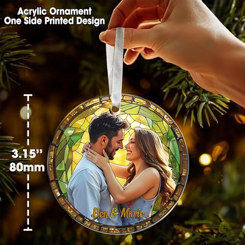 Personalized Photo Faux Stained Glass, Wedding Gift for Couple 2025, Crystal Suncatcher Window Hanging Gifts for Newlywed, Mr and Mrs Gifts, Married Decorations Bride Shower Valentine's Day Keepsake