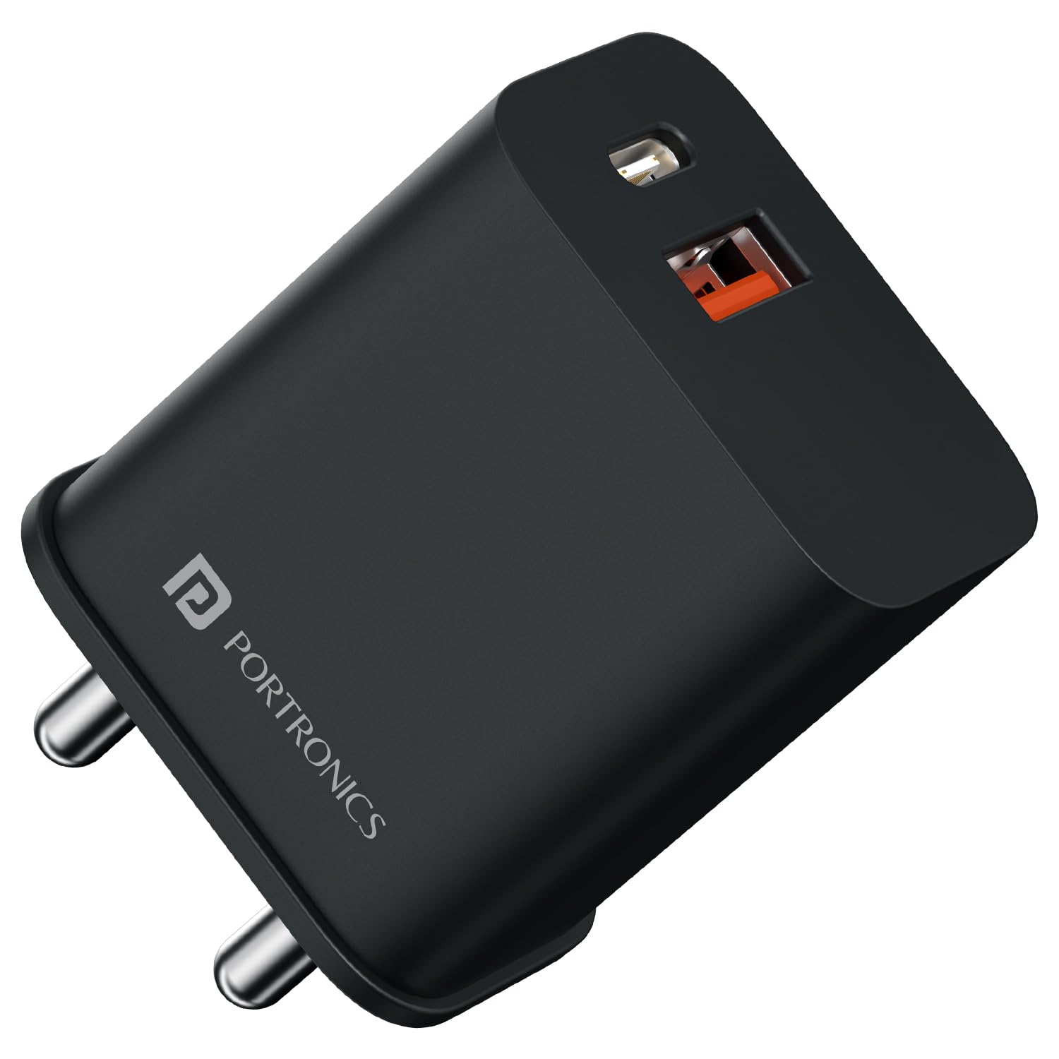 Portronics Adapto 20B 20W Fast Wall Charger Adapter, Type C Power Delivery & Mach USB Charger Fast Charging Compatible with iPhone, iPad, Samsung Galaxy, Note, Redmi, Mi, Oppo, Smartphones and More(Black)
