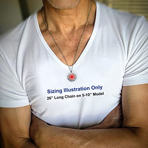 Dolceoro Customized Medical Alert Id Necklace, Qr Code Personalized Laser Engraving - Stainless Steel #TOP4