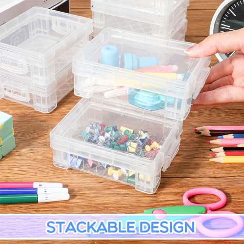 Image of Suzile 50 Pcs Plastic Crayon Box with Lid 4.8 x 3.4 x 1.6 In Crayon Storage Containers Bulk for Office School Classroom Supplies Pen Pencil Art Crafts(Clear)