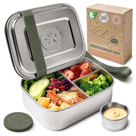 Everusely Stainless Steel 3-Compartment Bento Box