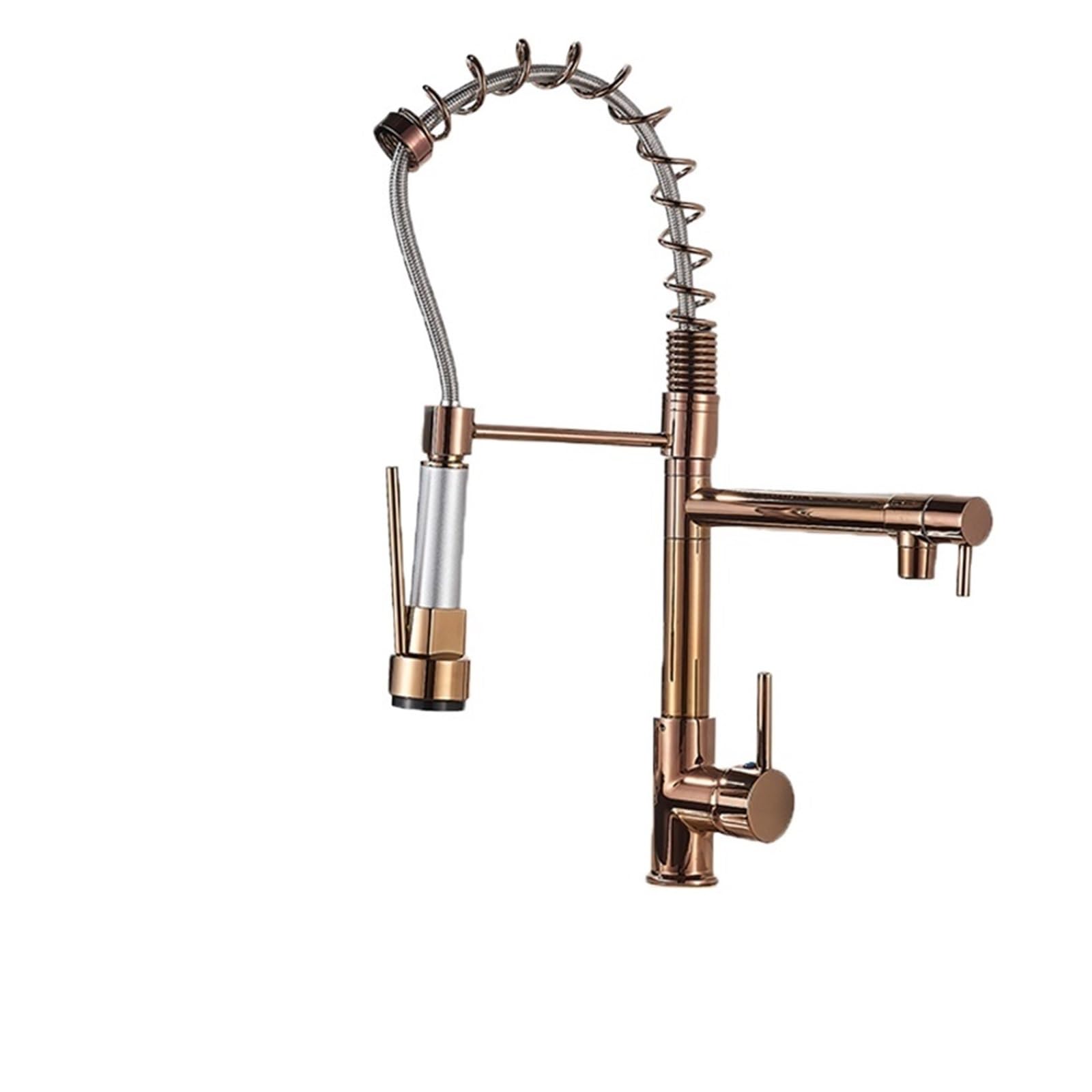 Robinet de cuisine à ressort extensible mitigeur eau chaude et froide or rose