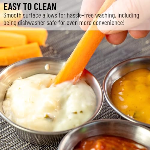 image for GLOBAL BASICS 1.5oz Stainless Steel Condiment Cup | 12 Round Sauce Cup