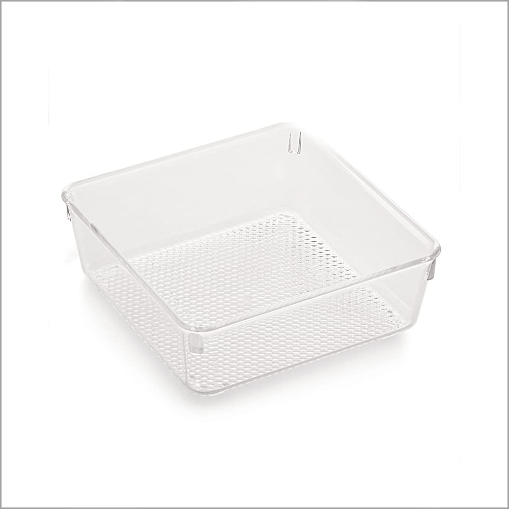 Nimbose® Unbreakable Drawer Organizer Set, Multipurpose Plastic Storage Bins & Trays, Office Accessories (Set Of 5, Clear)