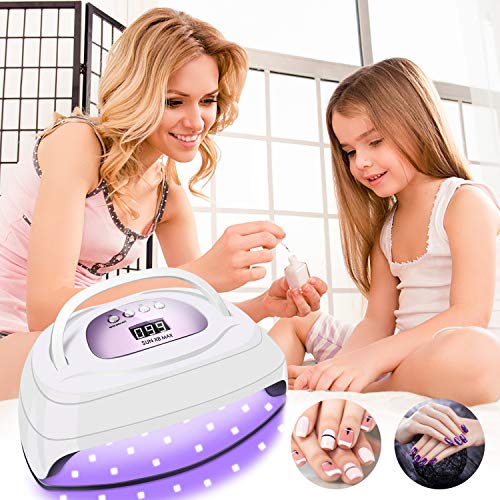 150W UV LED Nail Lamp for Gel Polish,Fast LED UV Dryer Nail Curing Light with 57 Lamp Beads Auto Sensor,Professional Nail Art Salon Accessories with Portable Handle and Larger Space (Purple) - Thumbnail 4