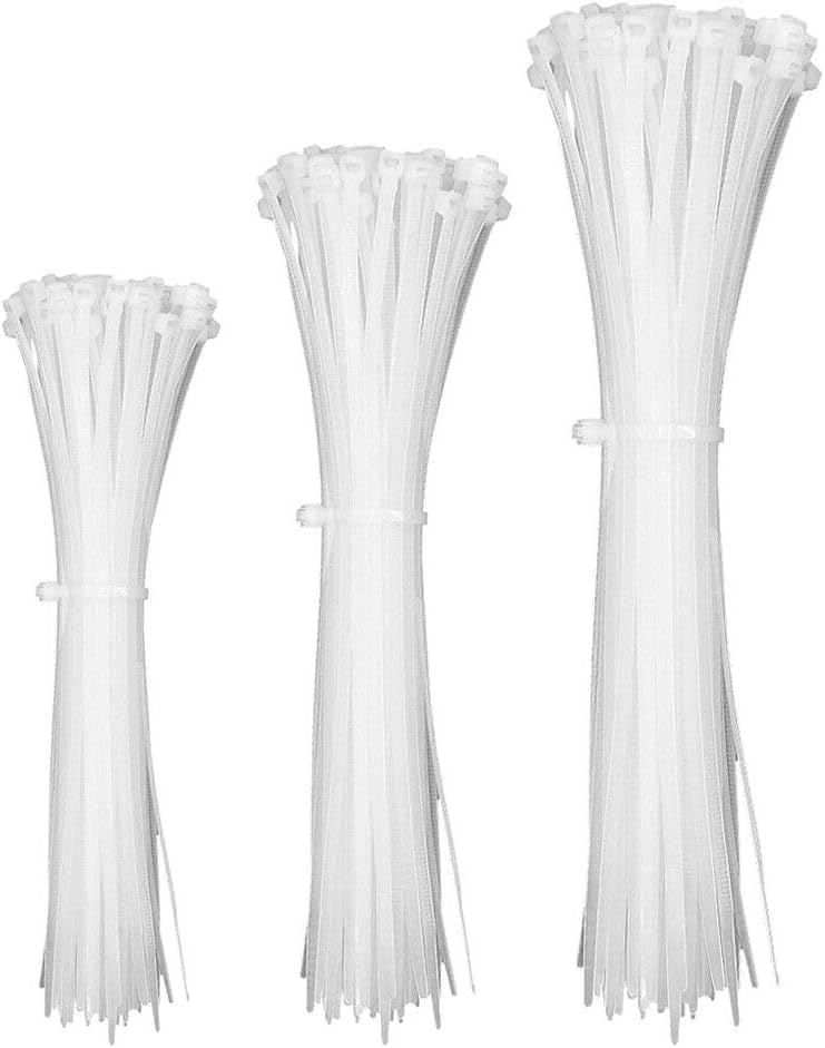 Cable Zip Ties 100Pcs Heavy Duty 75 Lbs Tensile Strength Premium Nylon Self-Locking Wire Ties for Wire & Cord Management Industrial Household (White 8" 75lbs)