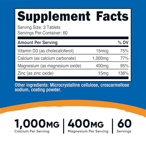Nutricost Calcium Magnesium & Zinc Tablets