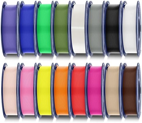 SUNLU 16 Color PETG Filament Bundle Multicolor, PETG 3D Printer Filament 1.75mm, Individually Vacuum Packed, 0.25kg per Spool, 4kg in Total, 16 Pack. (15 Regular Solid Color and 1 Transparent Color).