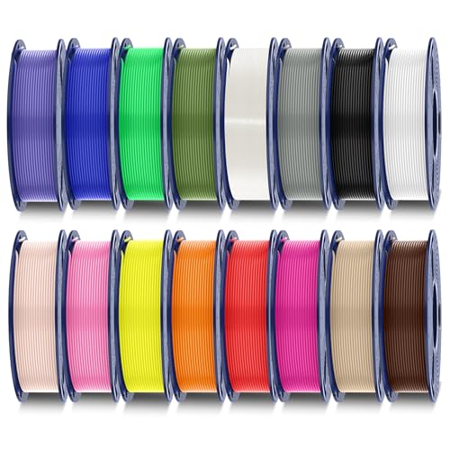 Image of SUNLU 16 Color PETG Filament Bundle Multicolor, PETG 3D Printer Filament 1.75mm, Individually Vacuum Packed, 0.25kg per Spool, 4kg in Total, 16 Pack. (15 Regular Solid Color and 1 Transparent Color).
