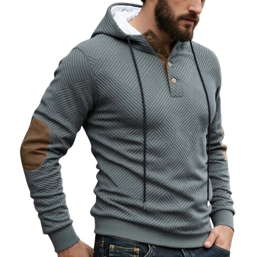 Mens Casual Fleece Hoodies Drawstring Fashion Simple Quarter Zip Pullover Sweatshirts Long Sleeve Workout Hooded Tops