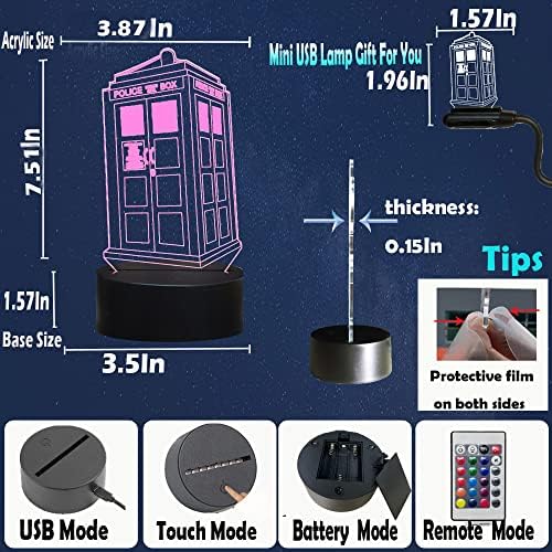 Police Box Led Night Light Doctor Call Box Lamp 3D TardisTable Lamp Baby Touch Remote Change 16 Color Home Decor Baby Bedroom Bedside Mood Light Holiday Kid Boy Toy Birthday Gift